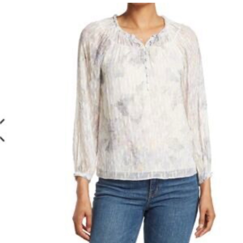 Rebecca Taylor Long Sleeve Shadow Lily Cream Floral Blouse NWT. 2